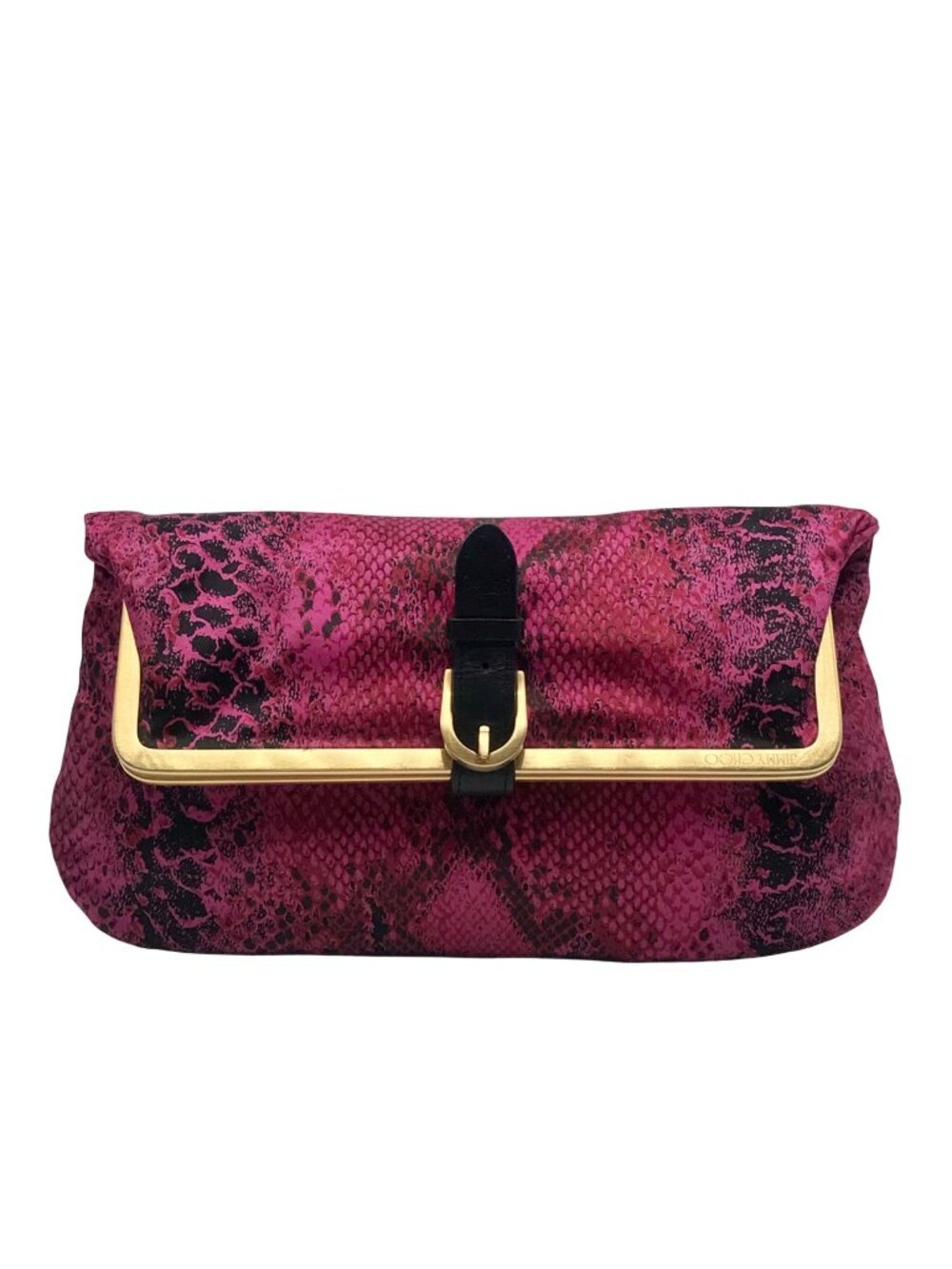 Jimmy Choo Pink Leather Python-Print Clutch